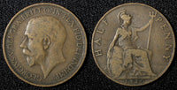 Great Britain George V Bronze 1920 1/2  Penny KM# 809 (28 292)