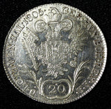 Austria Franz II Silver 1805 B 20 Kreuzer Kremnica UNC KM# 2140 (30 168)