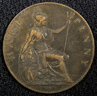 Great Britain  Victoria Bronze 1900 1/2  Penny  KM# 789 (24 236)