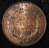 India-British Victoria Copper 1858 1/4 Anna UNC Mint Luster KM# 463.1 (27 697)