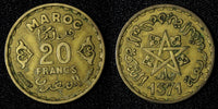 Morocco Mohammed V Aluminum-Bronze 1371 (1952) 20 Francs Y# 50 (27 625)