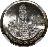 GUATEMALA Silver 1964 10 Centavos NGC MS65 GEM BU LUSTER KEY DATE KM# 262 (023)