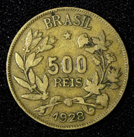 BRAZIL  Aluminum-Bronze 1928  500 Reis KM# 524 (27 644)