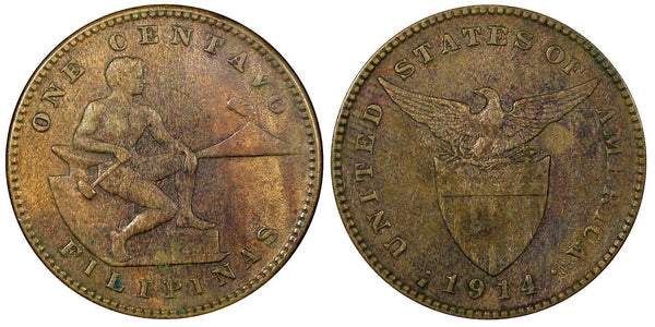 Philippines Bronze 1914 S  1 Centavo US Mint  KM# 163 (24 384)