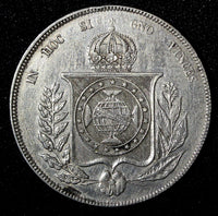 BRAZIL Pedro II Silver 1863 1000 Reis Rio de Janeiro Mint KM# 465 (27 460)