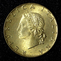 Italy Aluminum-Bronze 1957 R 20 Lire Plain "7" UNC KM# 97.1 (27 675)