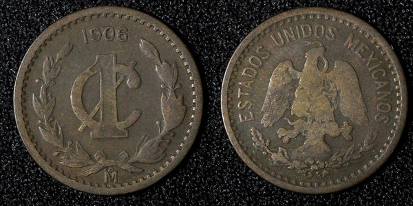 Mexico ESTADOS UNIDOS MEXICANOS Bronze 1906 1 Centavo narrow date KM# 415 (872)