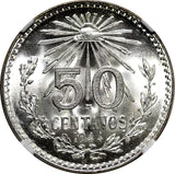 Mexico ESTADOS UNIDOS Silver 1944 M 50 Centavos NGC MS67 GEM BU KM# 447 (024)