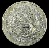 GUATEMALA Silver 1959/8 25 Centavos Last Year Mintage-277,000 High Grade KM#258