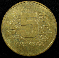 FINLAND Aluminum-Bronze 1973  5 Markkaa UNC KM# 53 (24 002)