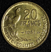 France Aluminum-Bronze 1951 20 Francs UNC  KM# 917.1  (28 277)
