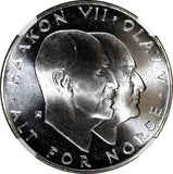 Norway Olav V Silver 1970 25 Kroner NGC MS67 Anniversary of Liberation KM#414(1)