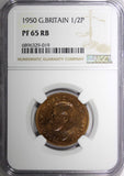 Great Britain George VI 1950 1/2 Penny NGC PF65 RB 1 GRADED HIGHEST KM# 868 (19)