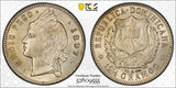 DOMINICAN REPUBLIC Silver 1897 A  1/2 Peso PCGS MS62 Light Toned RARE KM# 15 (5)