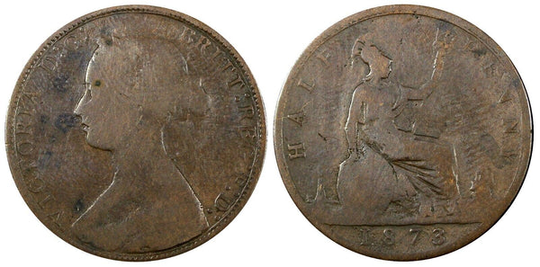 Great Britain Victoria Bronze 1873 1/2 Penny KM# 748.2  (24 900)