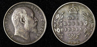 India-British Edward VII Silver 1905 B Rupee AR-(.917)  TONED  KM# 508 (27 566)