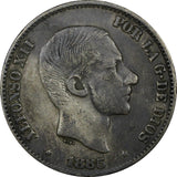 Philippines 	Alfonso XII Silver 1885 50 Centimos Manila 30mm Toned KM# 150 (404)