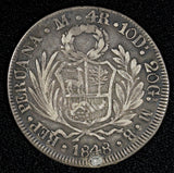 PERU Silver 1848 LIMA MB 4 Reales Liberty AR-0.9 KM# 151.3 (30 014)