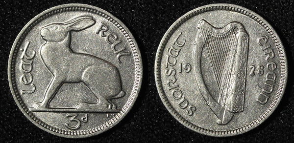 Ireland Republic 1928 3 Pence Seated Hare 1st Year Type KM# 4 (28 230)