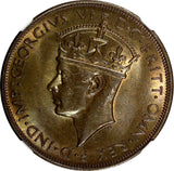 JERSEY George VI Bronze 1947 1/12 Shilling Mintage-444 000 NGC MS63 BN KM# 18(4)