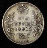 India-British Edward VII Silver 1906 Rupee Silver (.917) XF KM# 508 (27 567)