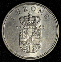DENMARK Frederik IX 1965 CS 1 Krone UNC KM# 851.1 (28 113)