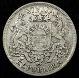 Latvia Silver 1924 1 Lats 2 Years Type 23mm KM# 7 (24 333)