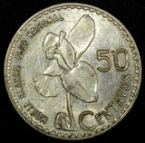 Guatemala Silver 1962 50 Centavos 31 mm Toned KM# 264 (24 652)