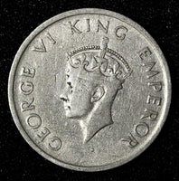 India-British George VI Nickel 1947 1/2 Rupee Bombay Mint KM# 553 (27 686)