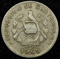 GUATEMALA Copper-Nickel 1969  5 Centavos Large date KM# 266.1 (24 555)