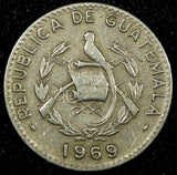 GUATEMALA Copper-Nickel 1969  5 Centavos Large date KM# 266.1 (24 555)