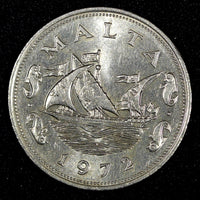 MALTA Copper-Nickel 1972 10 Cents 1st Year Type UNC KM# 11 (27 379)