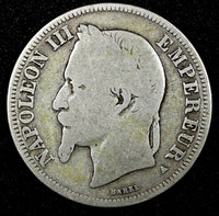 FRANCE Napoleon III Silver 1866 A 2 Francs Paris Mint KM# 807.1  (25 543)