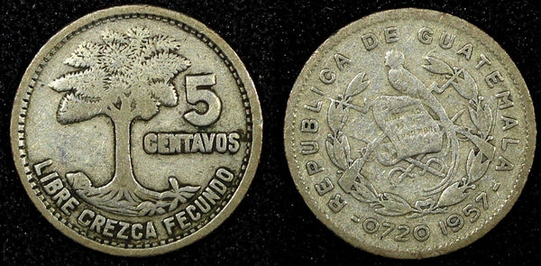 Guatemala Silver 1957 5 Centavos KM# 257.1 (24 420)