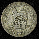 Great Britain George V Silver 1920 6 Six Pence AR-(.925) KM# 815 (28 784)