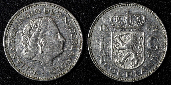 Netherlands Juliana Nickel  1972 1 Gulden 25 mm Royal Mint KM# 184a  (27 948)