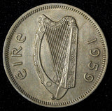 Ireland Republic 1959 Florin 2 Scilling Salmon KM# 15a (28 959)