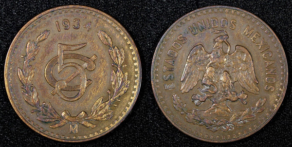 Mexico ESTADOS UNIDOS MEXICANOS Bronze 1934 5 Centavos KM# 422 (27 169)