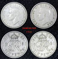 Great Britain George VI  1951 6 Pence KM# 875 RANDOM PICK (1 Coin) (24 893)