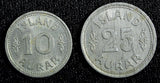 Iceland Zinc LOT OF 2 COINS 1942 10,25 Aurar WWII Issue KM# 2a;KM# 1a  (23 945)