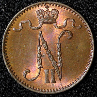 Finland Nicholas II Copper 1900 1 Penni UNC KM# 13 (28 247)