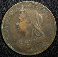 Great Britain  Victoria Bronze 1900 1/2  Penny  KM# 789 (24 236)