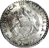 GUATEMALA Silver 1961 25 Centavos NGC MS64 GEM BU KM# 263 (050)