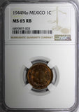 Mexico ESTADOS UNIDOS MEXICANOS 1944 Mo 1 Centavo NGC MS65 RB KM# 415 (03)