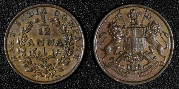 India-British East India Copper 1835 1/12 Anna KM# 445 (28 015)