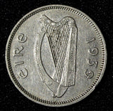 IRELAND Republic 1939 6 Pence 2 YEARS TYPE Irish Wolfhound ch.VF KM#13  (28 971)