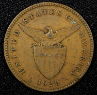 Philippines Bronze 1929 M 1 Centavo Manila Mint KM# 163 (24 376)