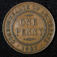 Australia George V Copper 1927 1 Penny Melbourne Mint KM# 23 (27 694)
