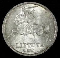 Lithuania Silver 1936 10 Litų Vytautas 32mm 1 Year Type aUNC KM# 83 (27 358)