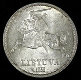 Lithuania Silver 1936 10 Litų Vytautas 32mm 1 Year Type aUNC KM# 83 (27 358)